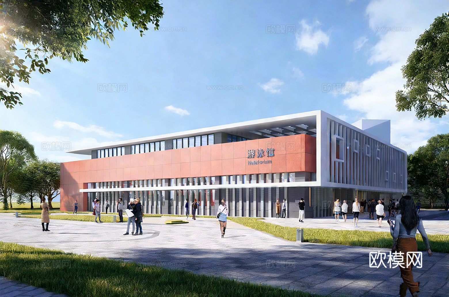 现代体育馆建筑 体育中心 体育文化中心su模型