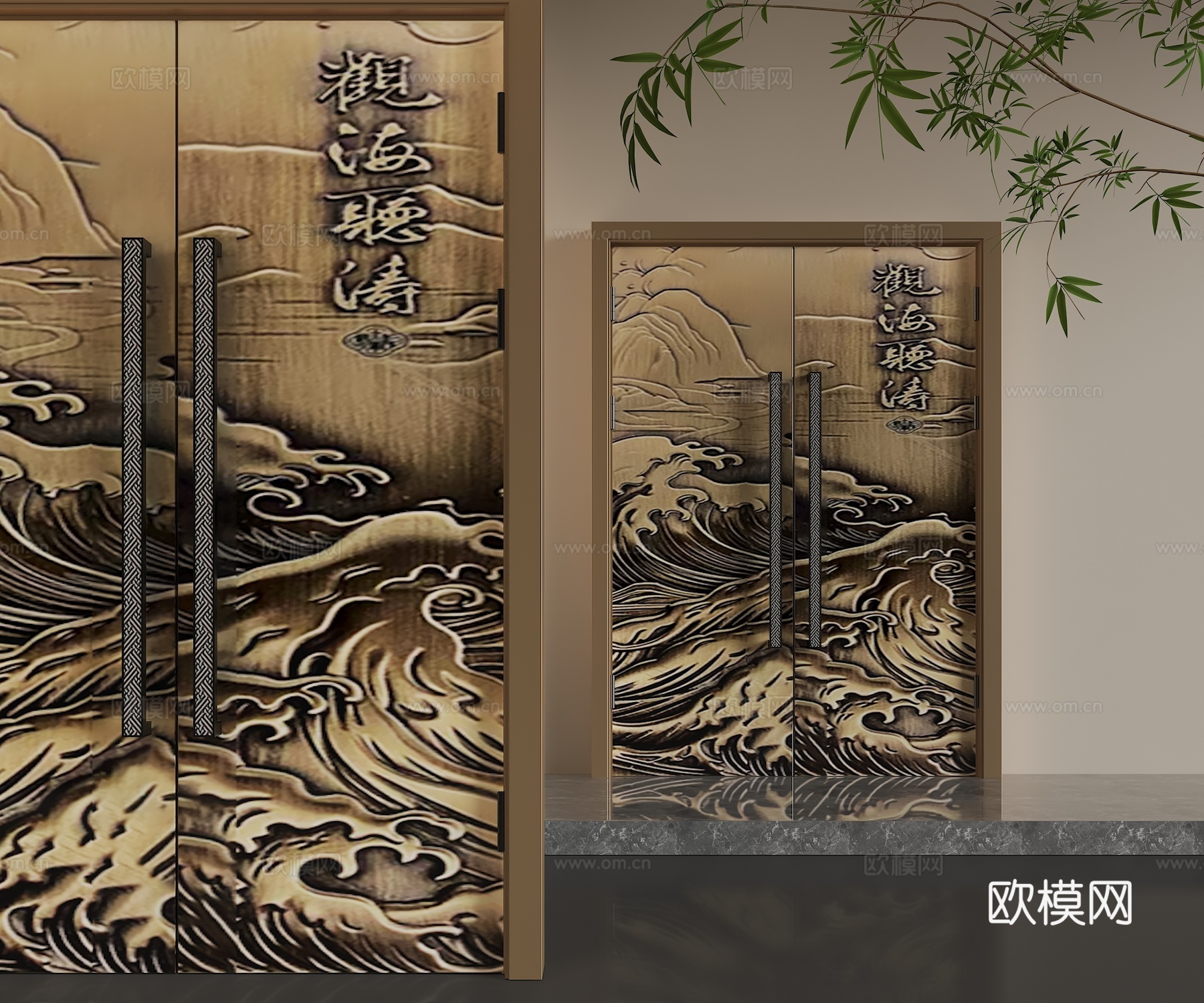 现代平开门3d模型