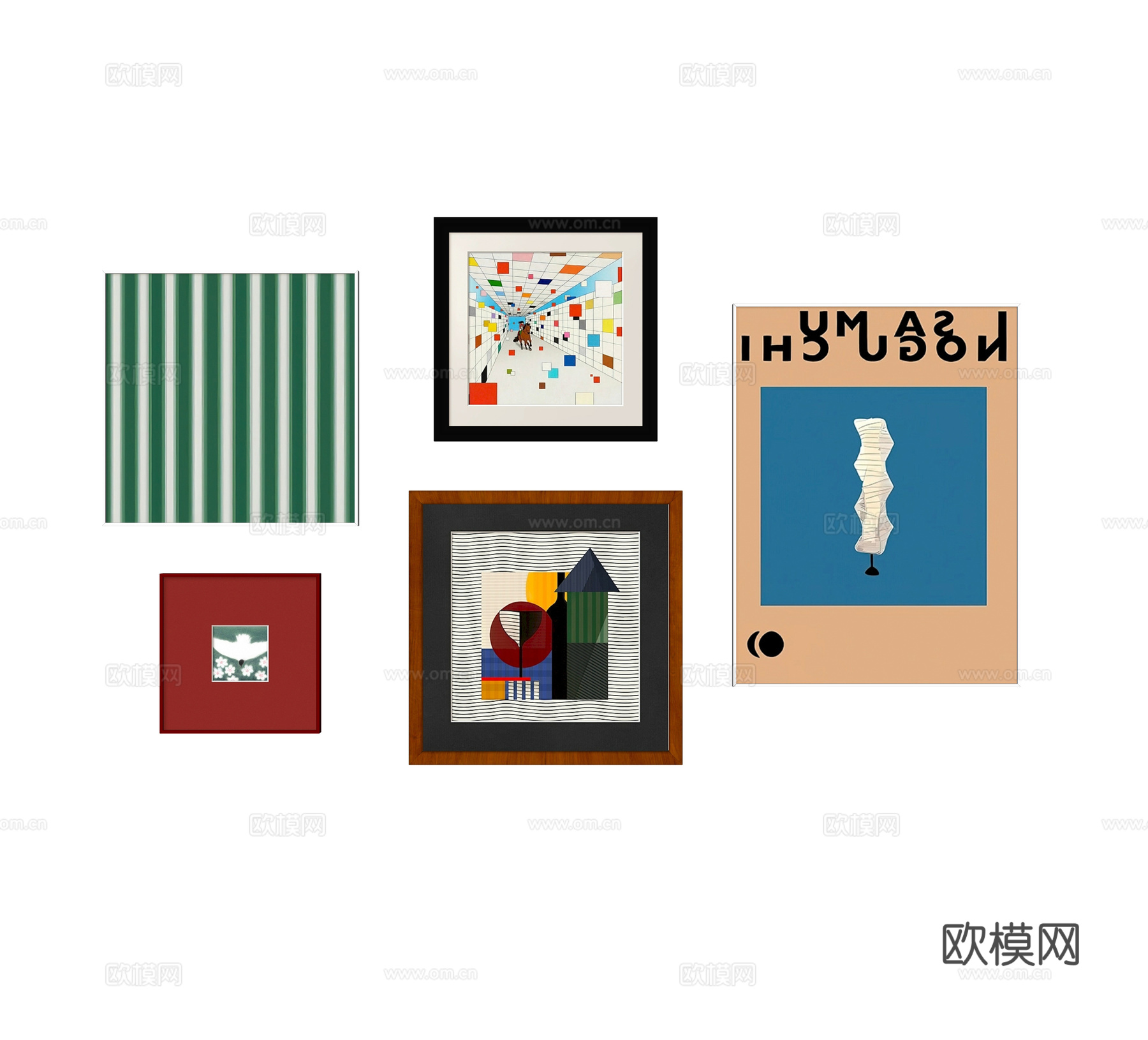 现代中古挂画 抽象挂画 儿童挂画su模型