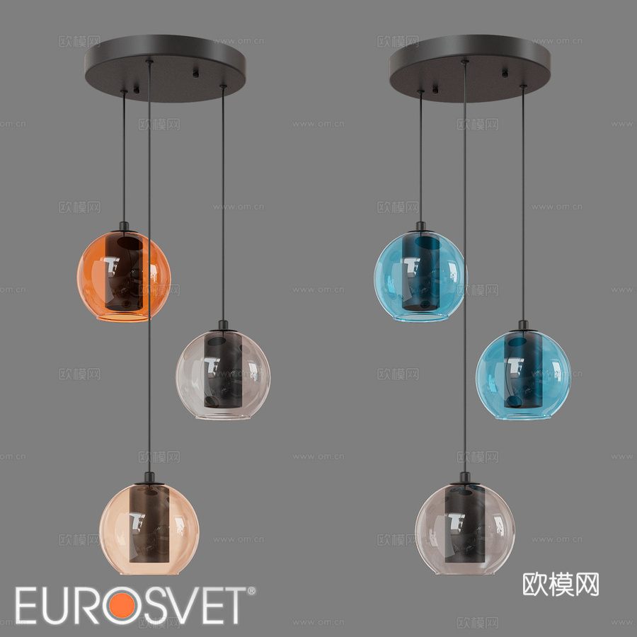 OM LED玻璃灯罩吊灯 Eurosvet 5023d模型下载