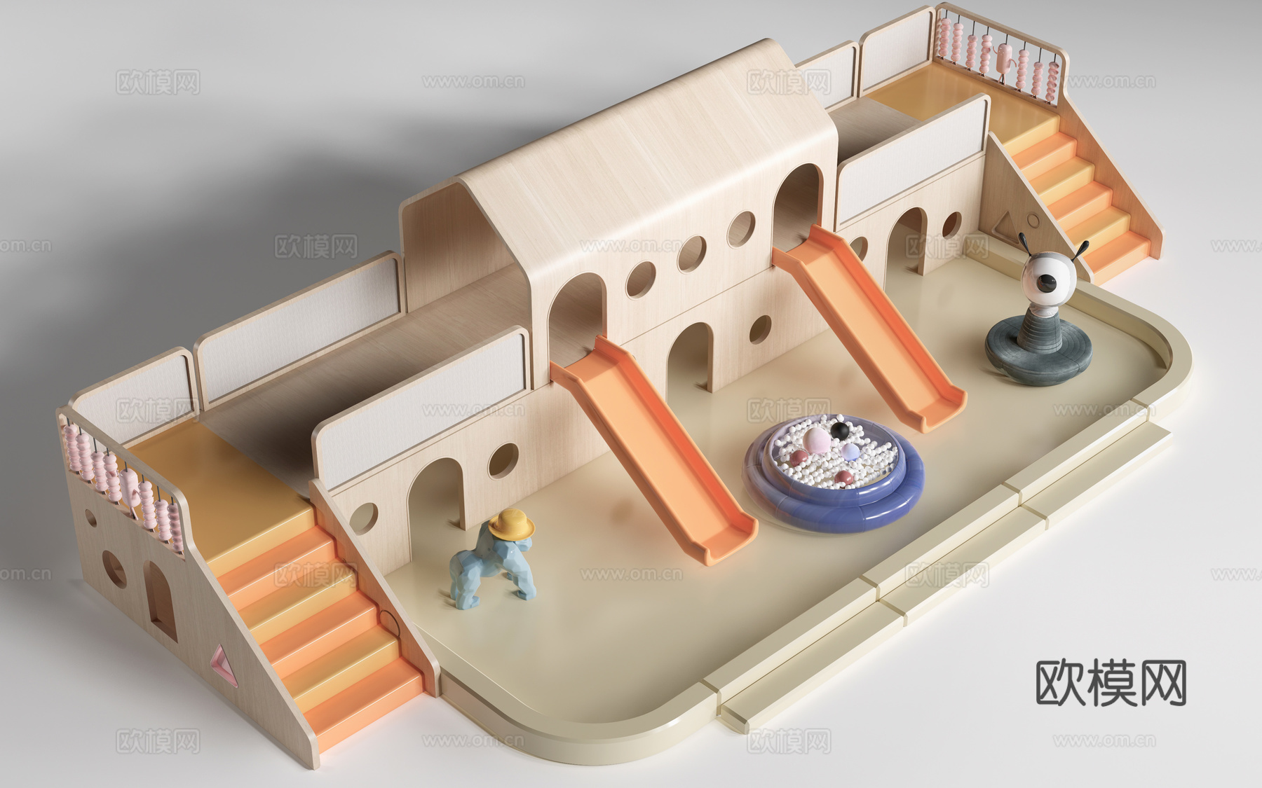 现代儿童游乐区 儿童滑梯 儿童游乐设施su模型