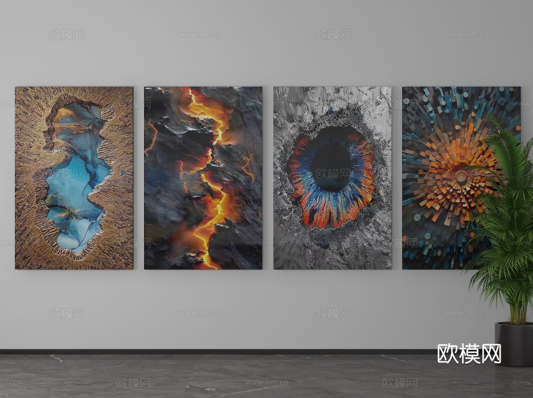 现代挂画3d模型下载