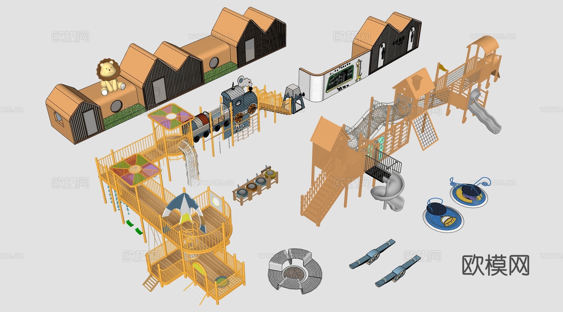 现代儿童游乐器材 儿童滑梯 儿童设施su模型