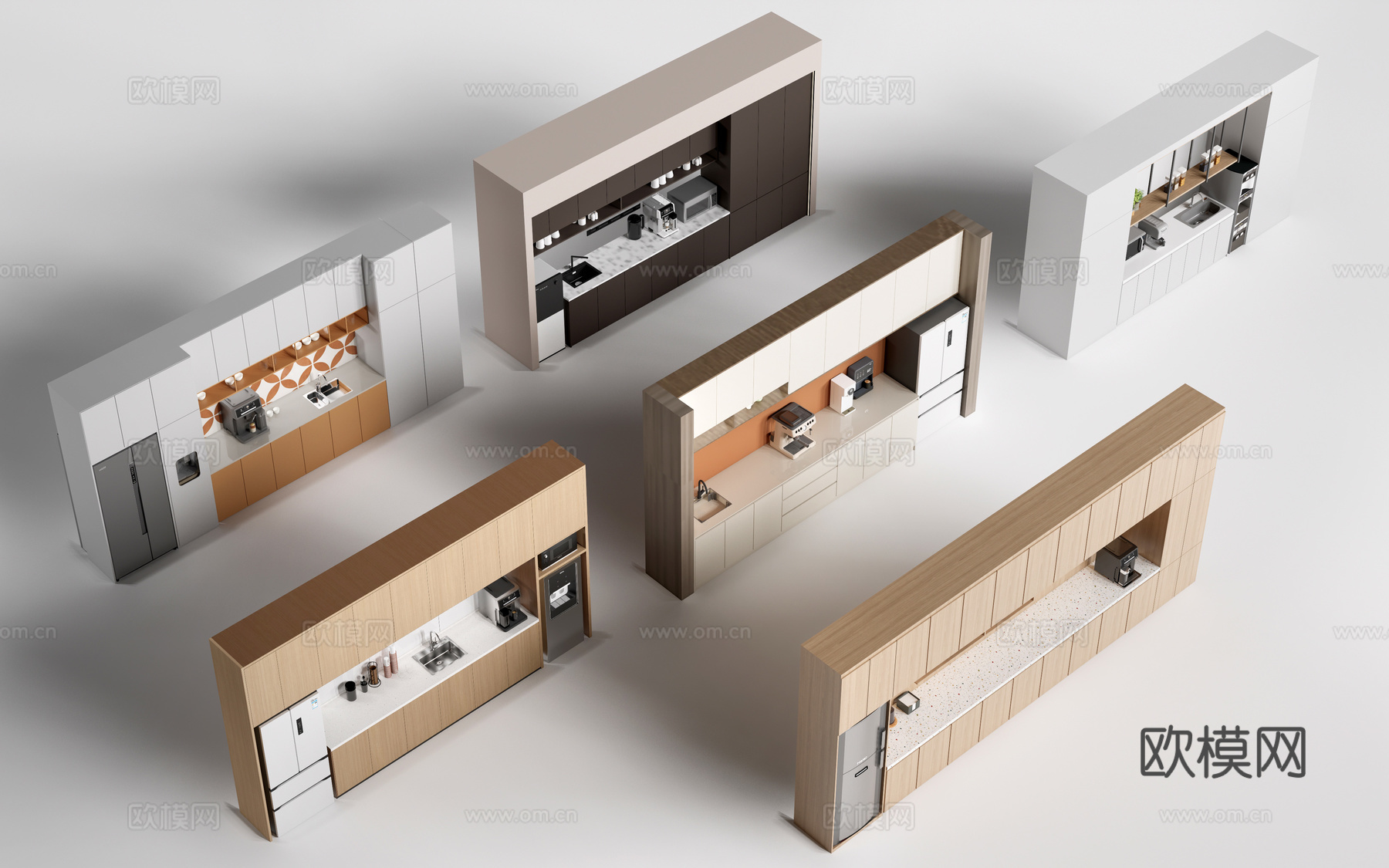 现代茶水间柜子 茶水台 茶水间储物柜 茶水柜su模型