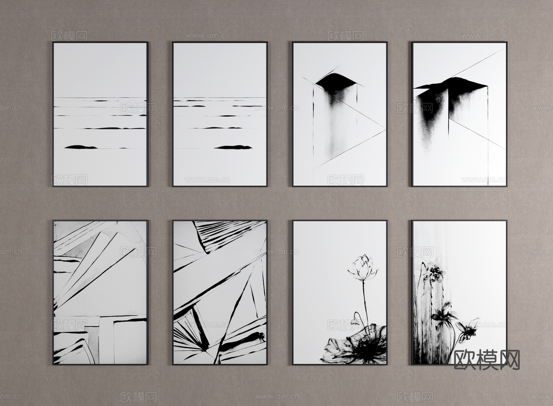 现代风格挂画3d模型下载（渲染图2）