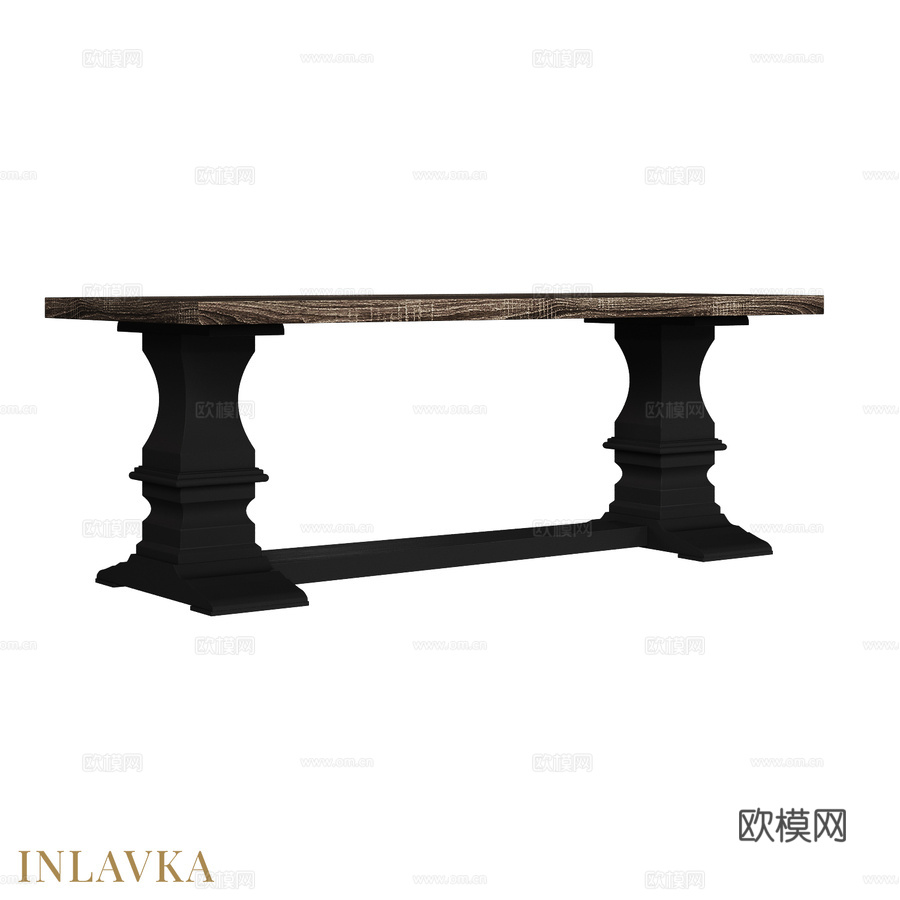 OM 餐桌，曲线桌腿，210x90，经典款3d模型下载