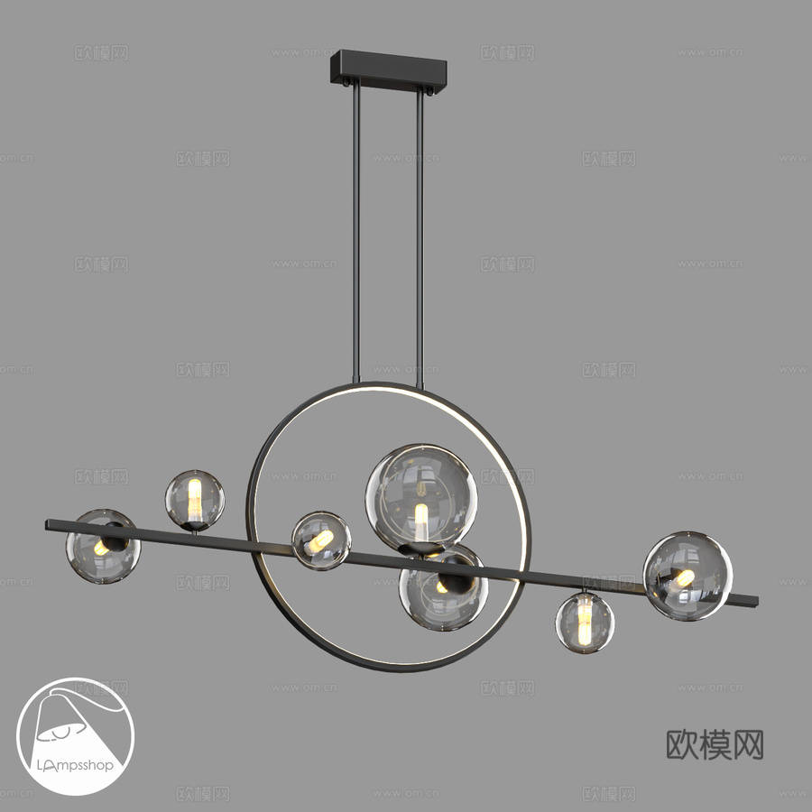 LampsShop L1579 吊灯 彩虹泡泡平行款3d模型下载