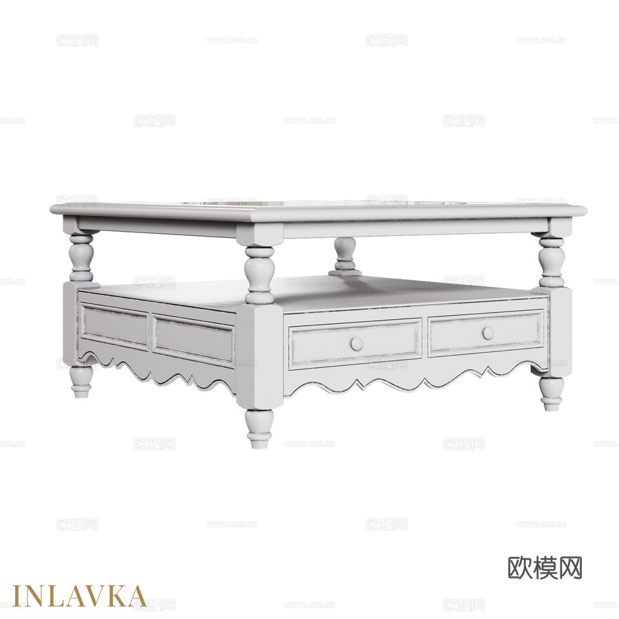 OM 玻璃台面咖啡桌，北欧风格3d模型下载