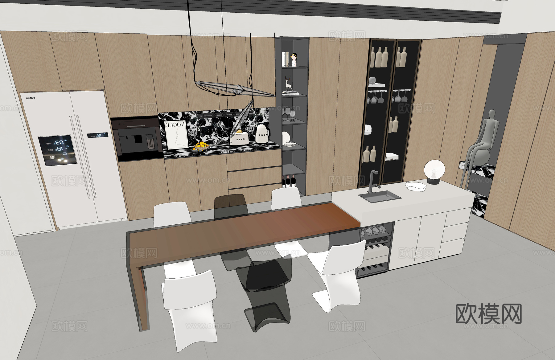 岛台餐桌su模型