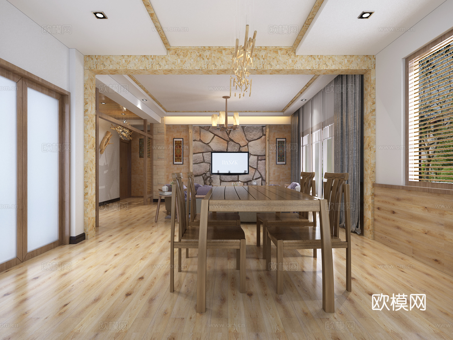 民宿主题酒店3d模型下载（渲染图2）