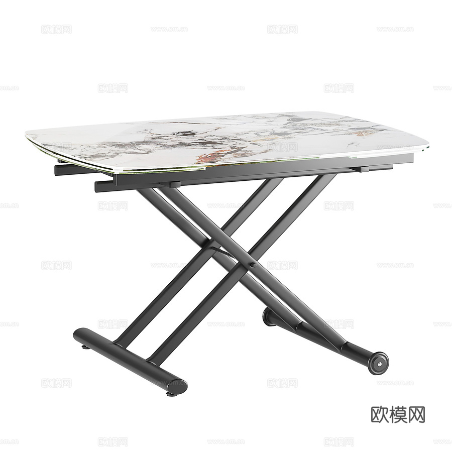 OM玻璃风格变形桌T395 120-180x90 L3d模型下载