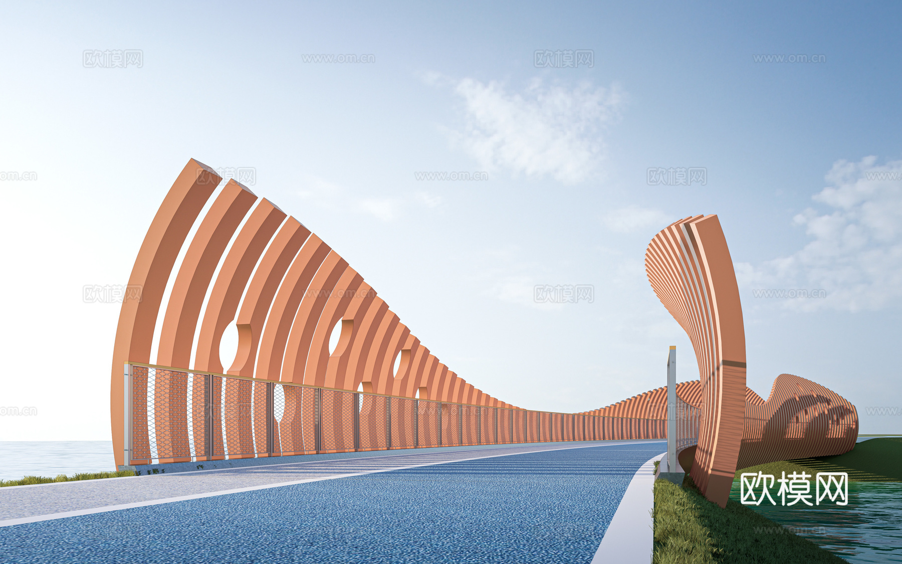 现代景观桥 公园桥 异形桥su模型