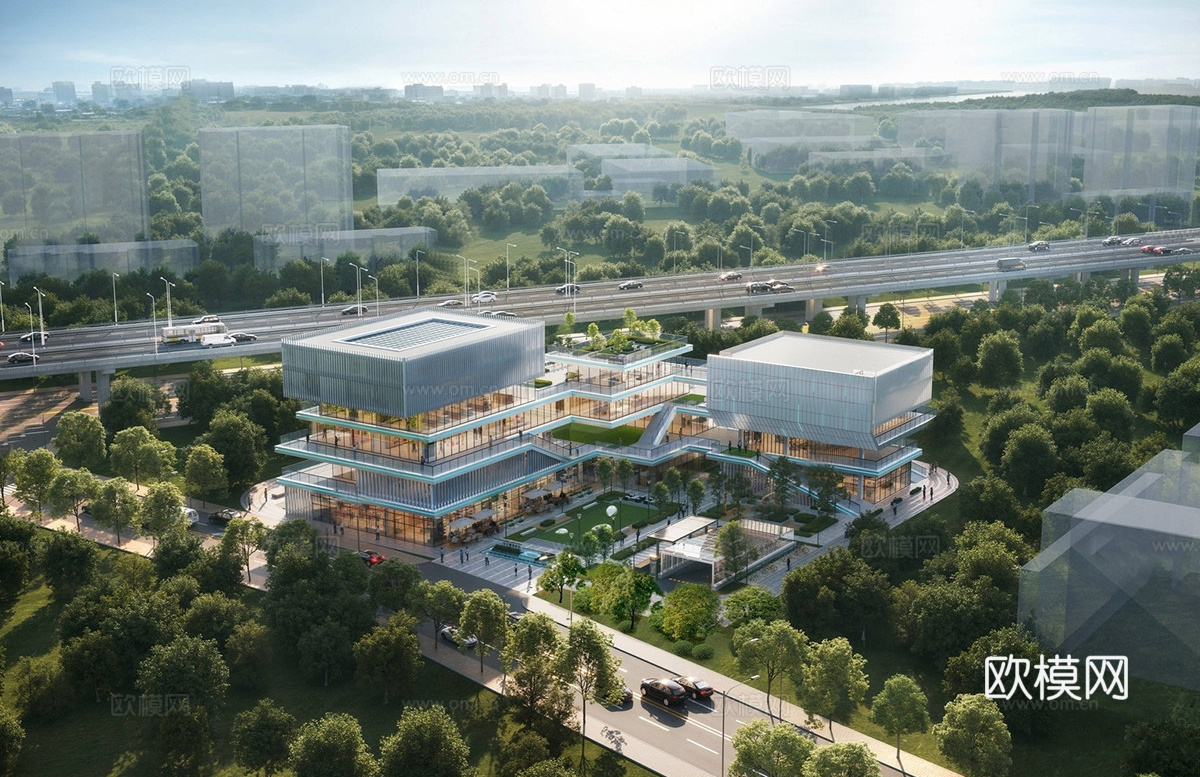 现代文化馆 文化中心 政务中心建筑 社区中心建筑现代文化馆su模型