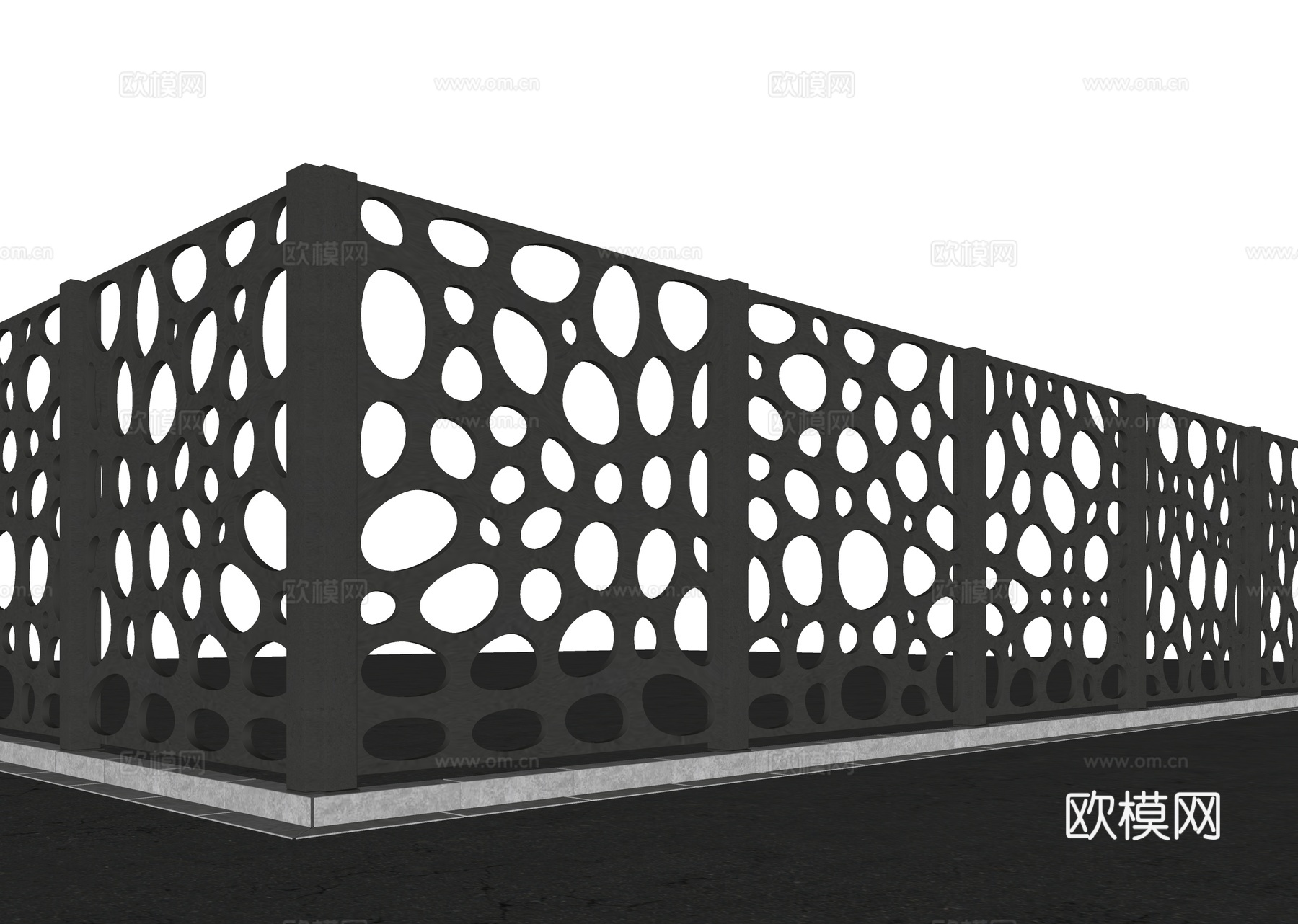 围墙 工业风围墙 现代金属围墙 空洞围墙 异形围挡 现代围墙su模型