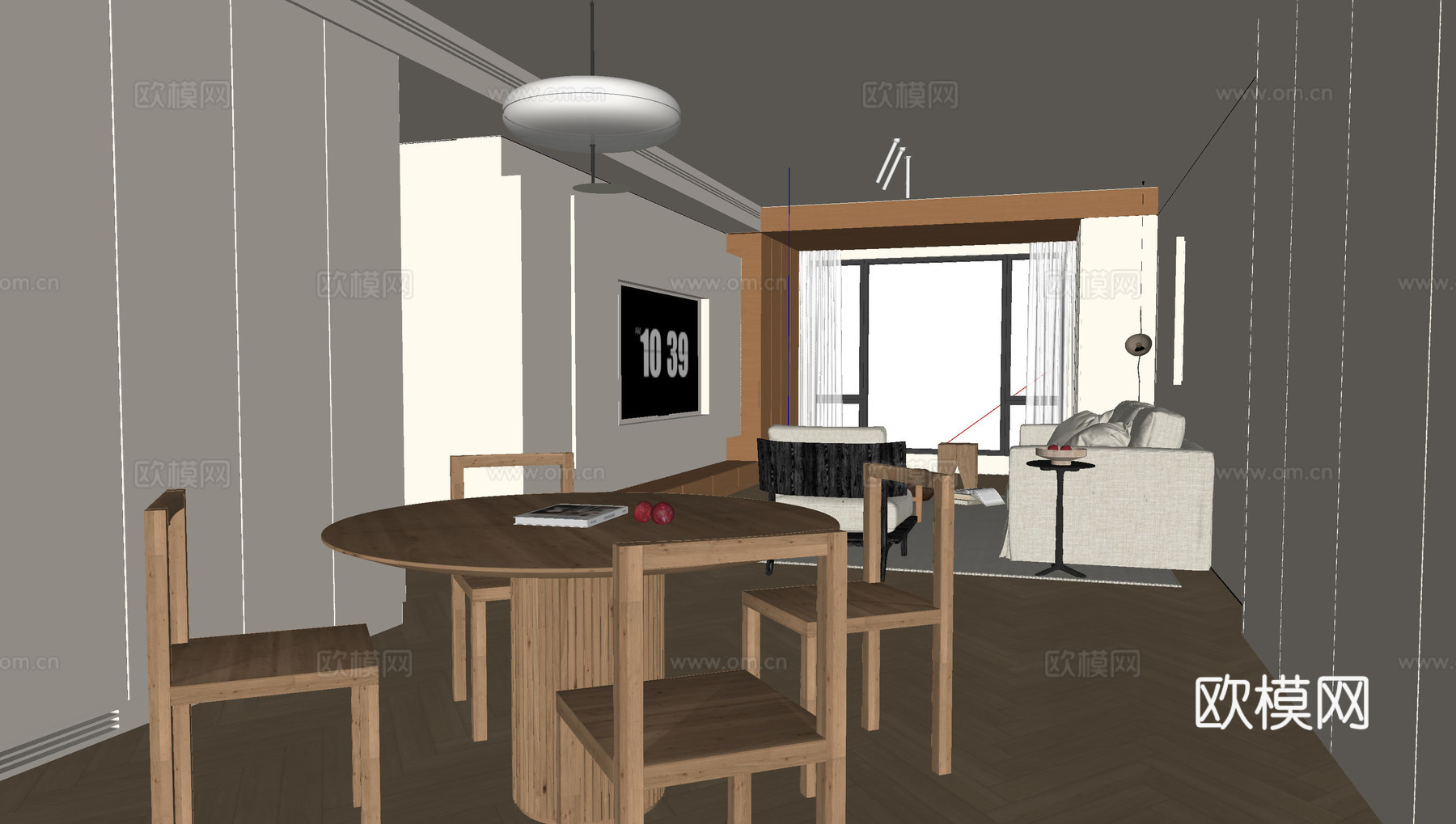 原木风客餐厅su模型