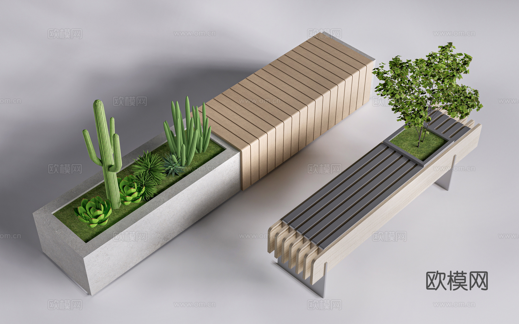 现代景观长椅 户外座椅 景观座椅su模型