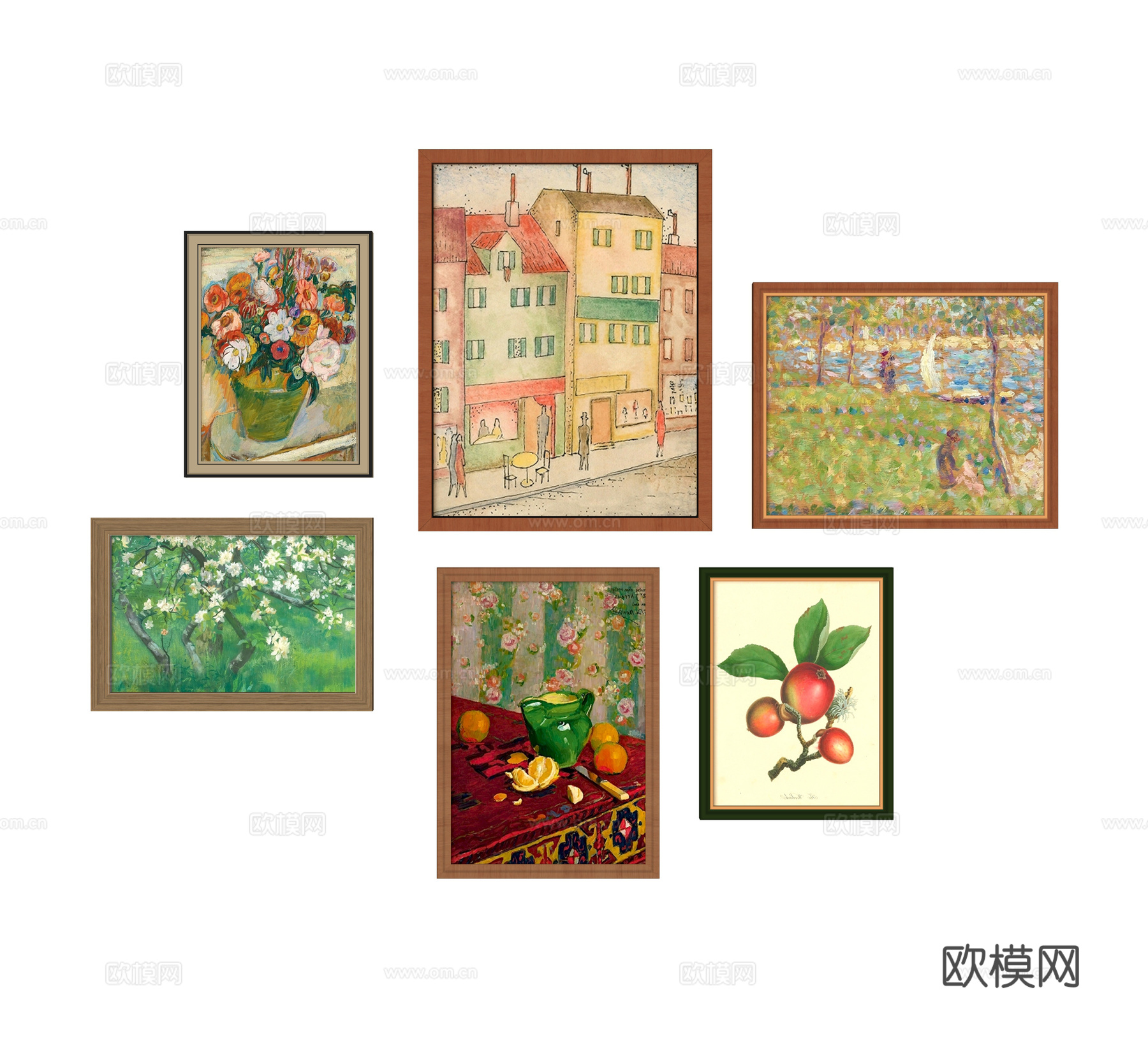 法式复古挂画 照片墙 油画su模型