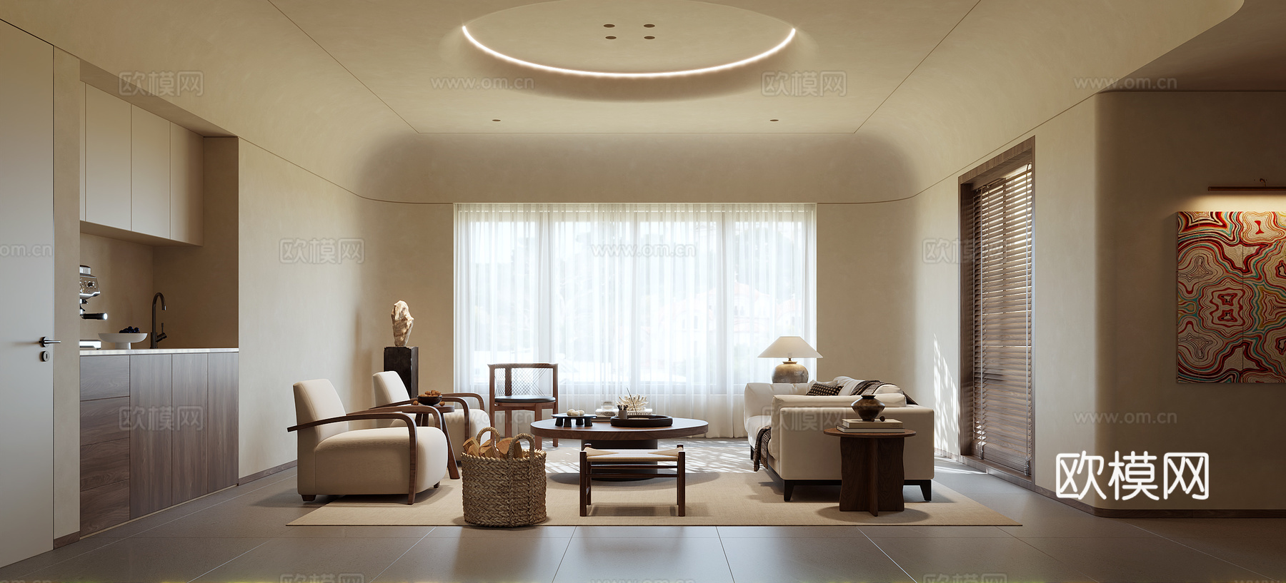 侘寂风客厅su模型