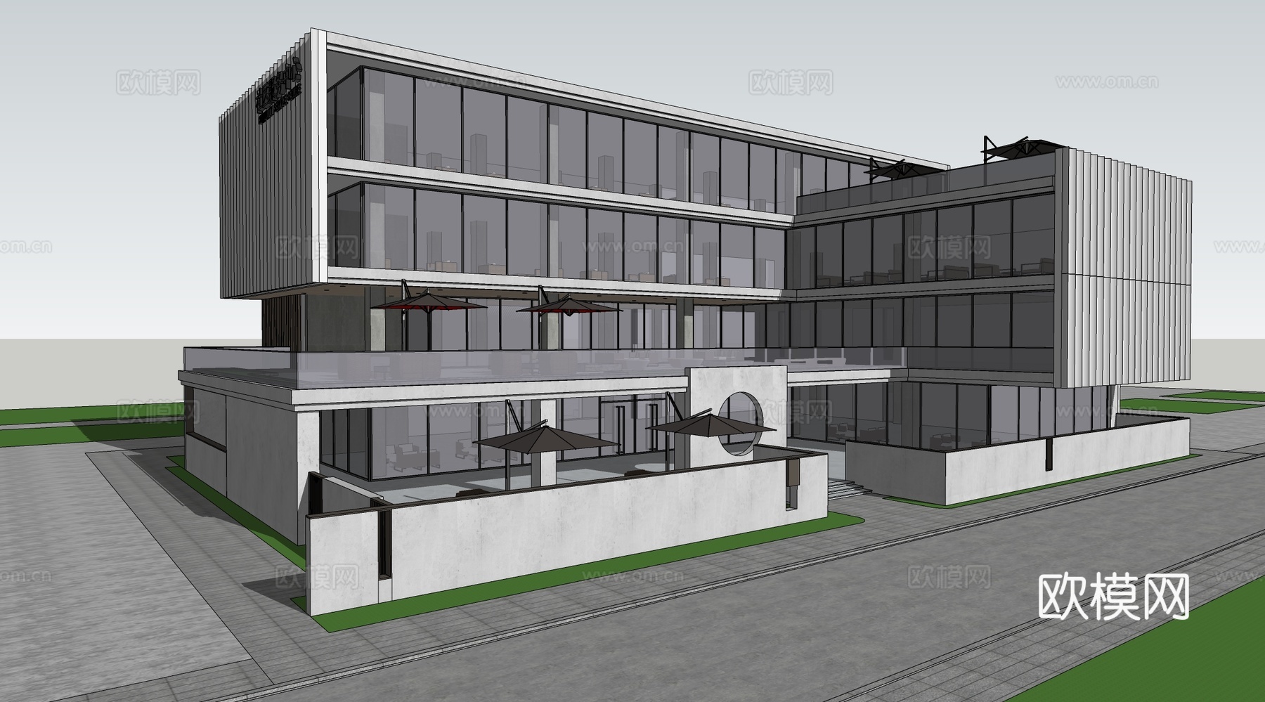 社区服务中心 建筑 文化馆建筑 政务中心建筑su模型