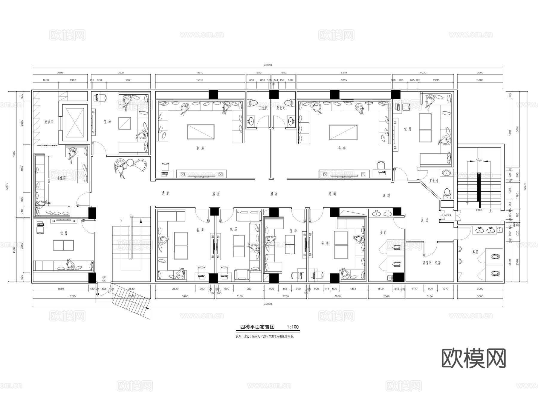 大型 量贩式 KTV 会所 包房 包间 大厅最新全套施工图cad施工图