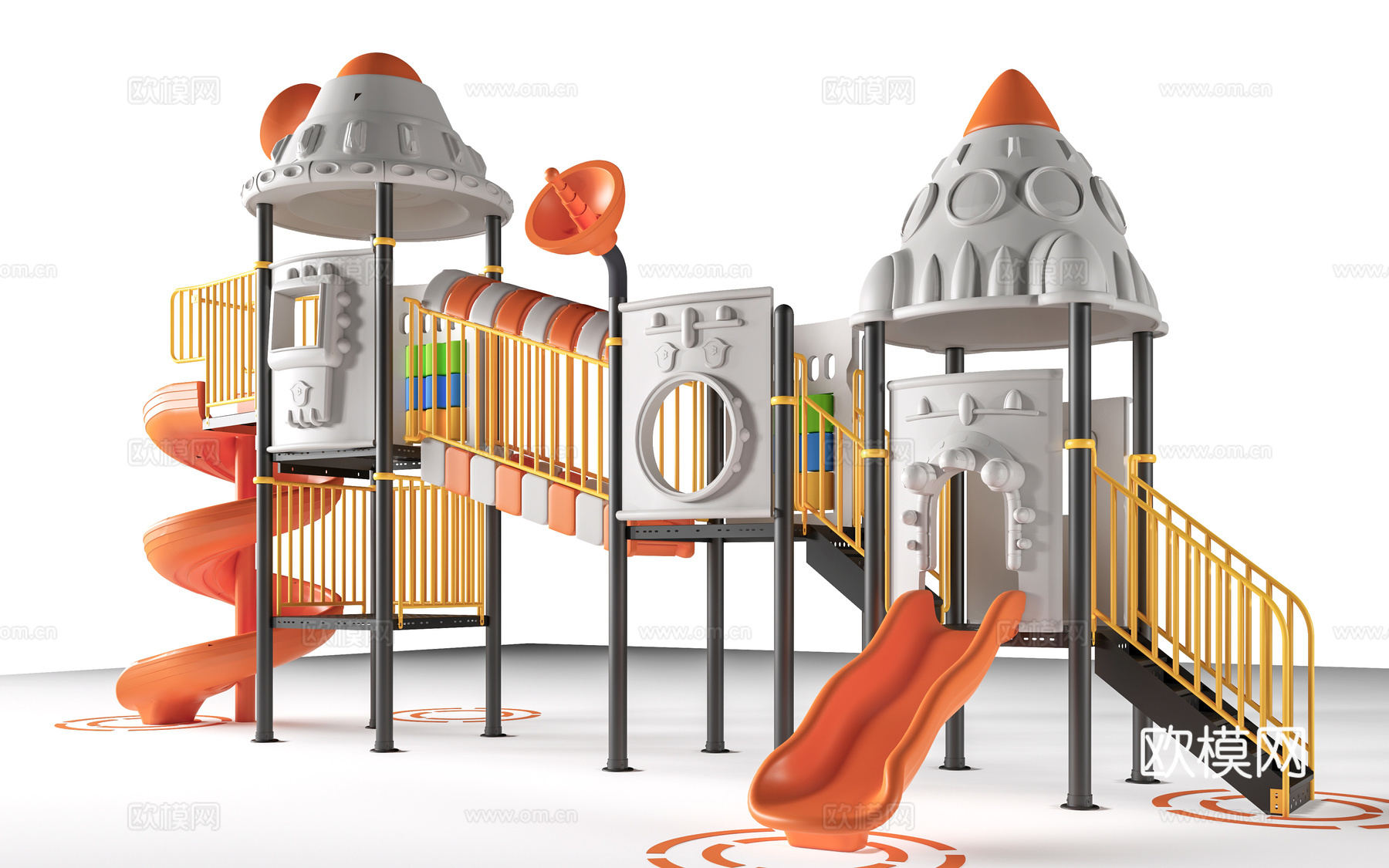 现代儿童滑梯 儿童游乐器材 儿童游乐设施su模型su模型