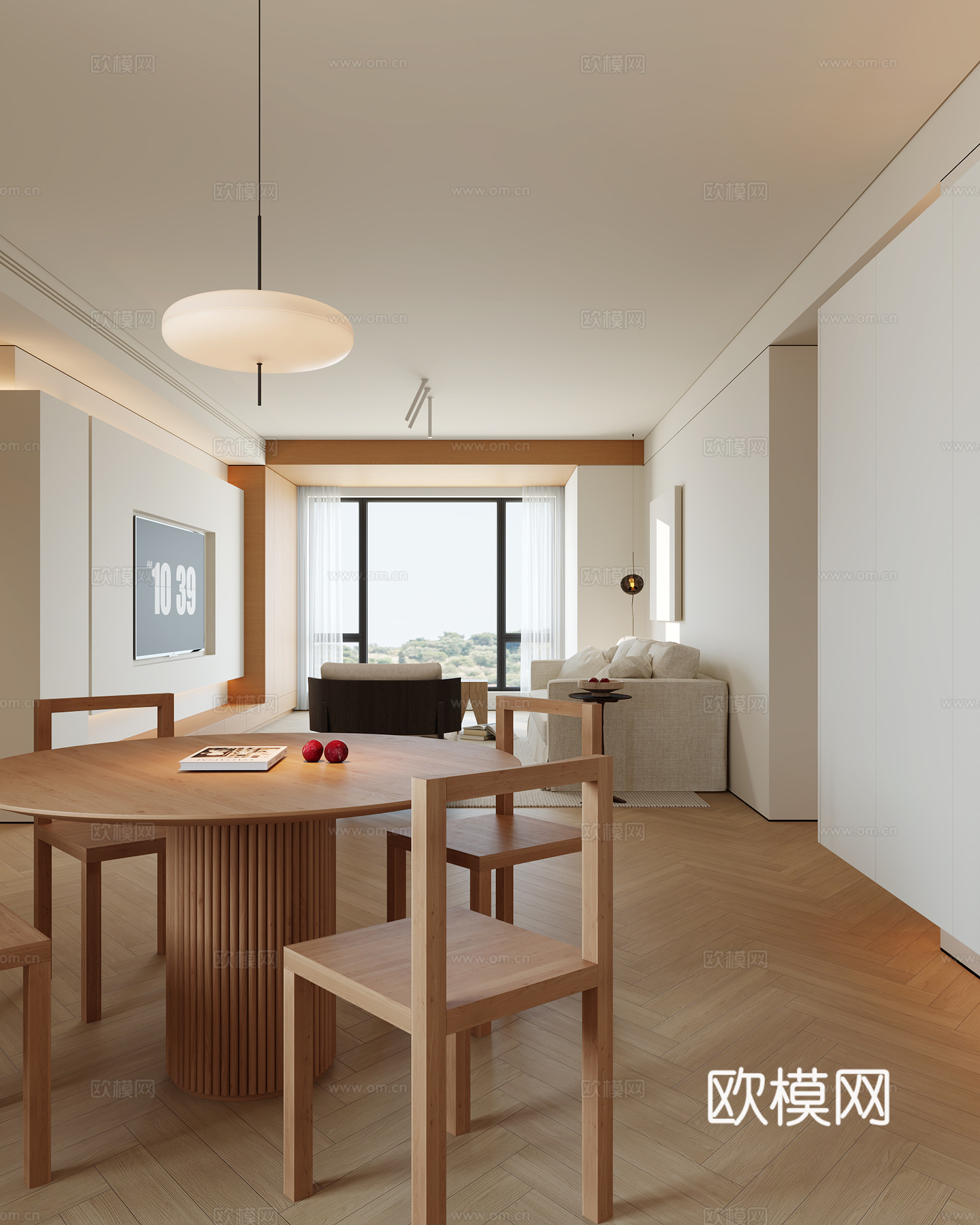 原木风客餐厅su模型