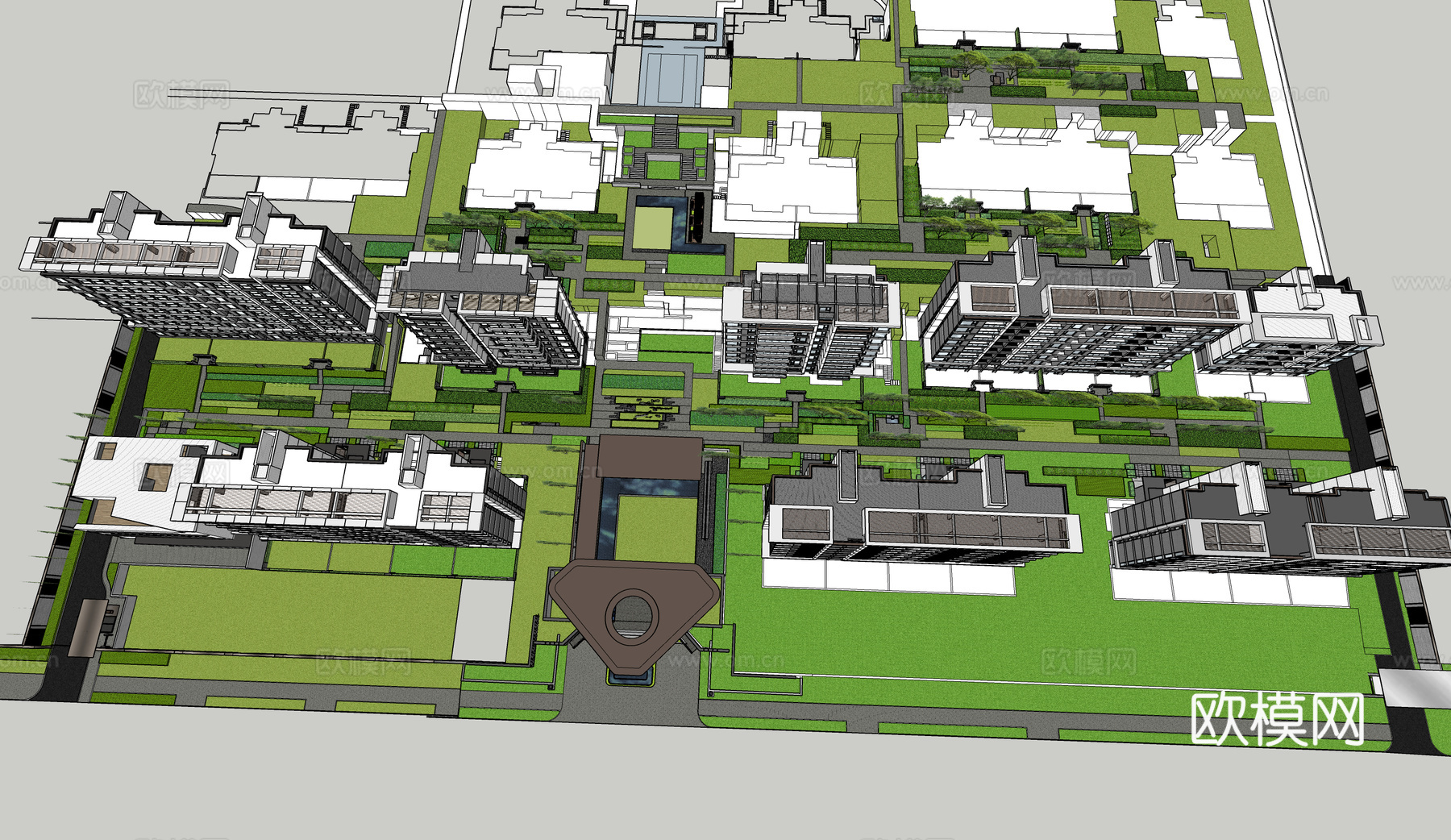 园林 售楼部 住宅 示范区 造景su模型