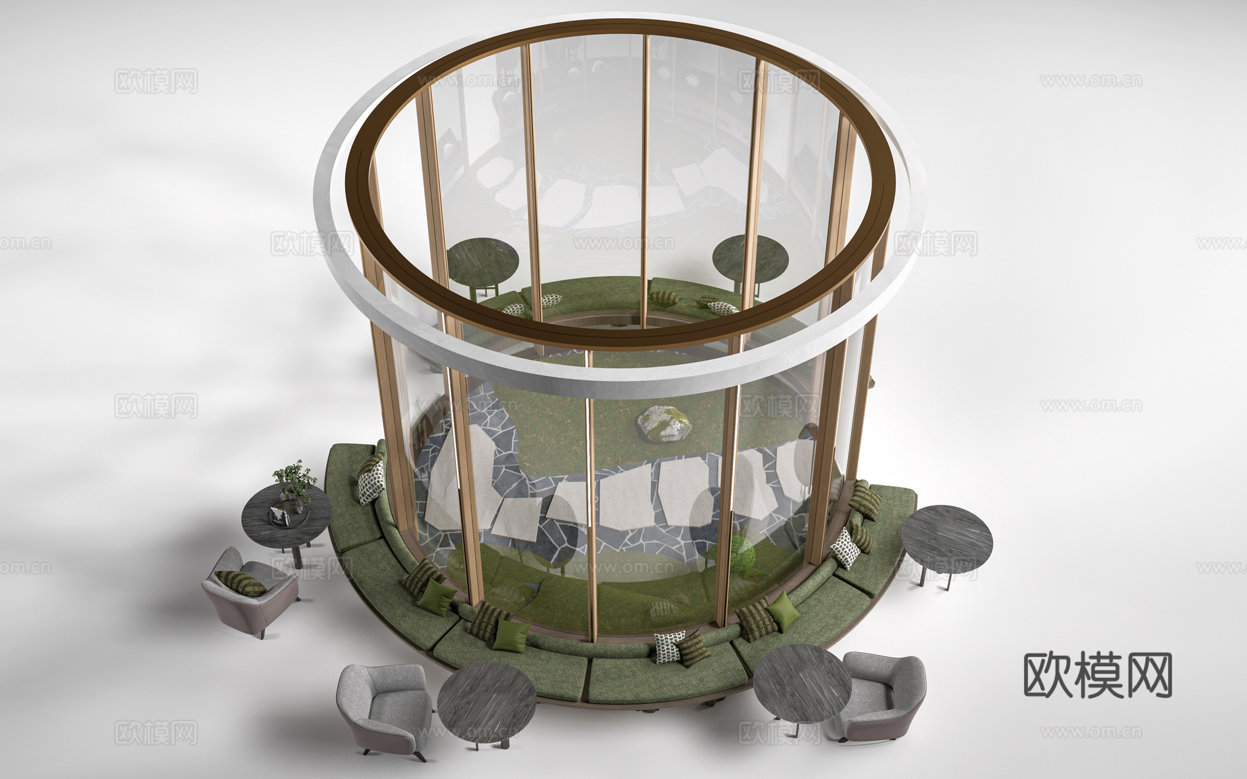 现代公司休息区 中庭休息区 洽谈区su模型