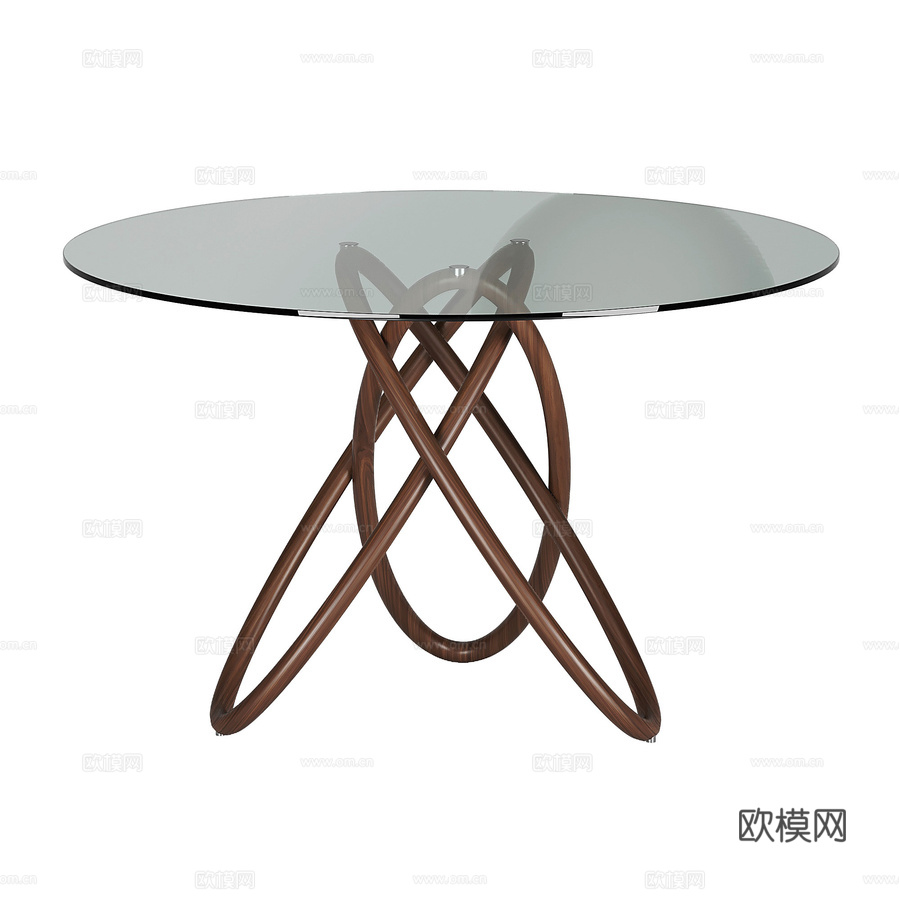 OM玻璃风格餐桌T906圆形120×1203d模型下载