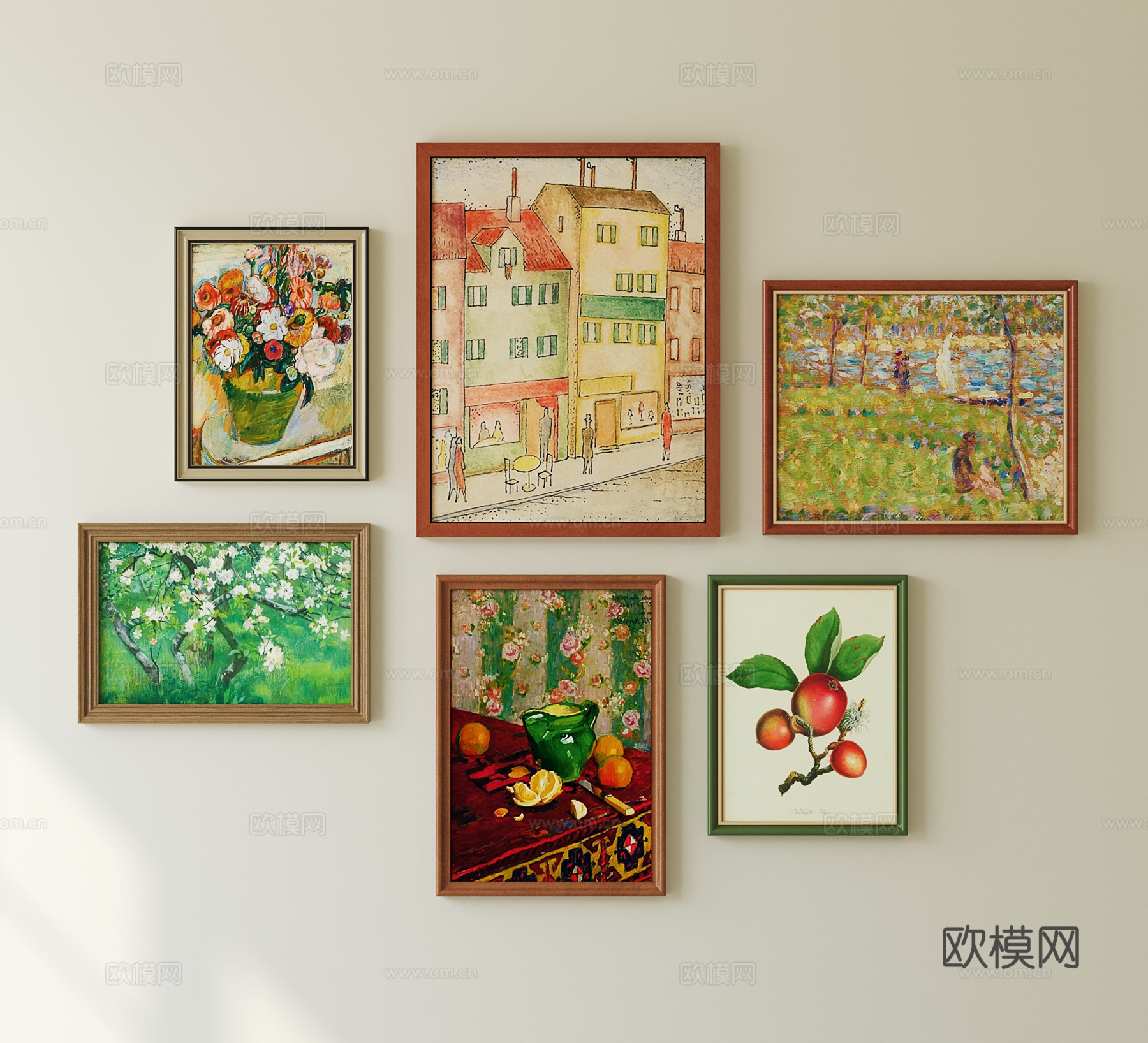 法式复古挂画 照片墙 油画su模型