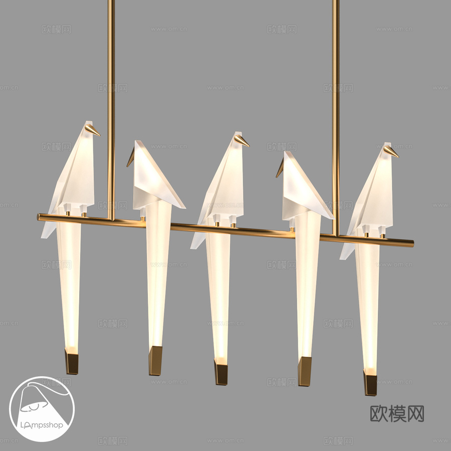 LampsShop.ru L1102 鸟形原创水晶吊灯 B款3d模型下载