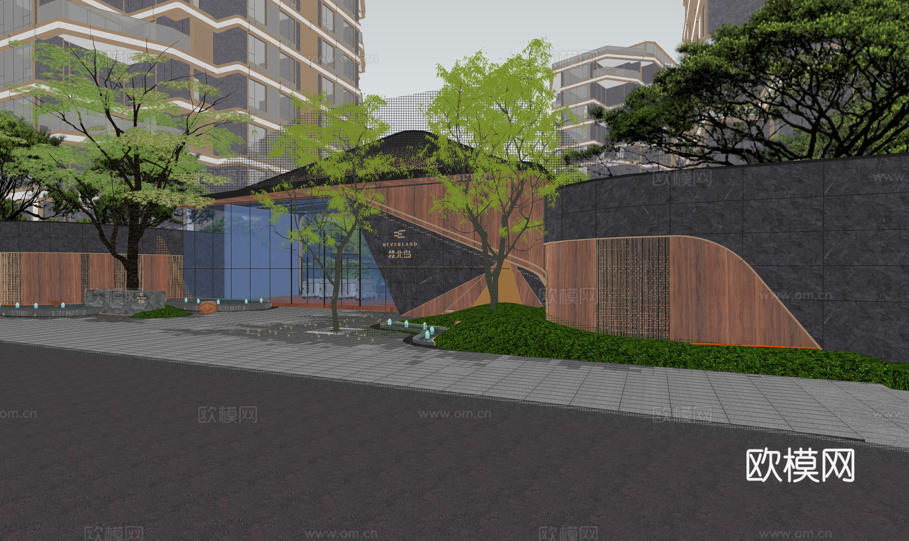 园林 造景 公园 植物su模型