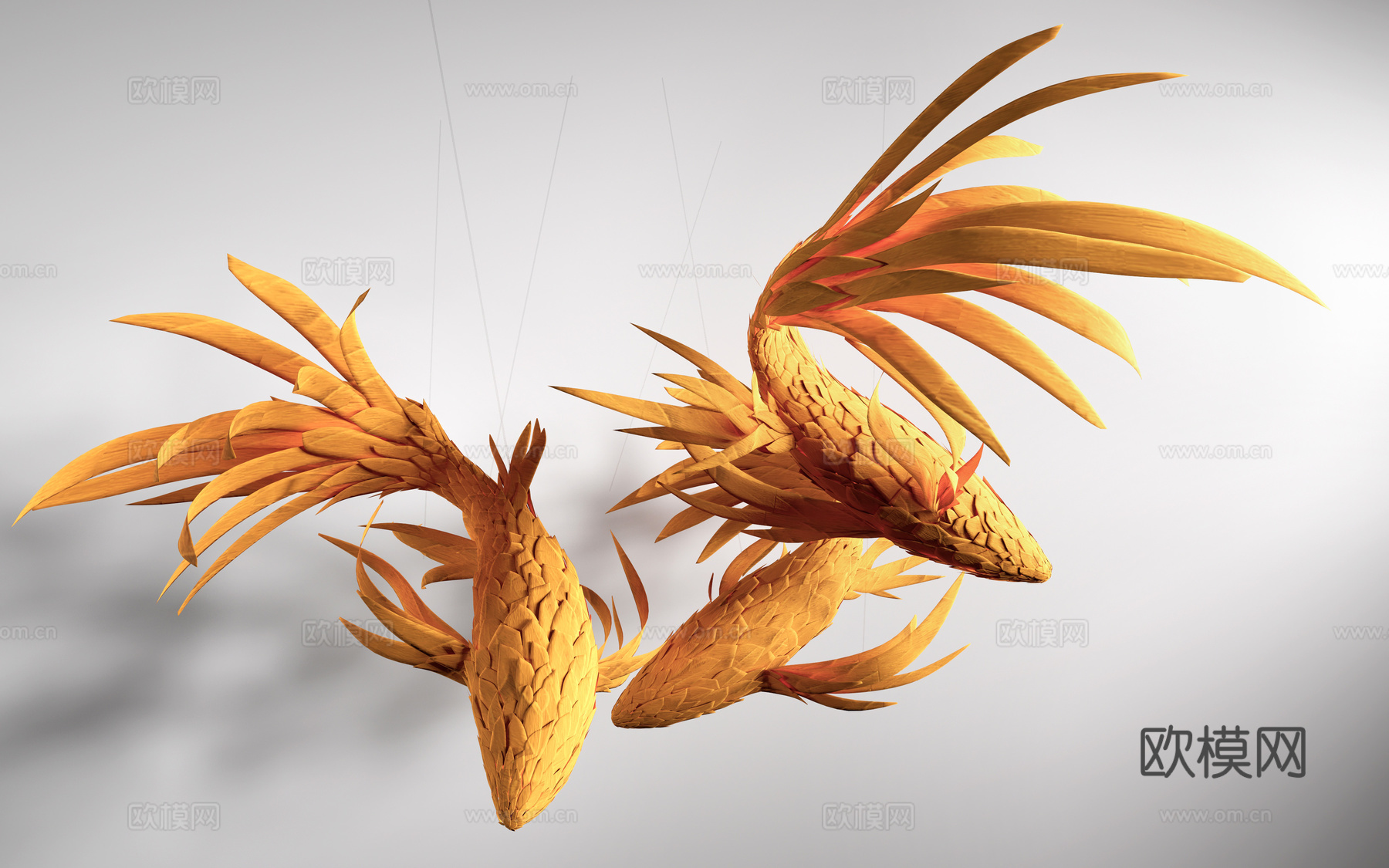 现代金鱼吊灯 锦鲤吊灯 艺术吊灯su模型