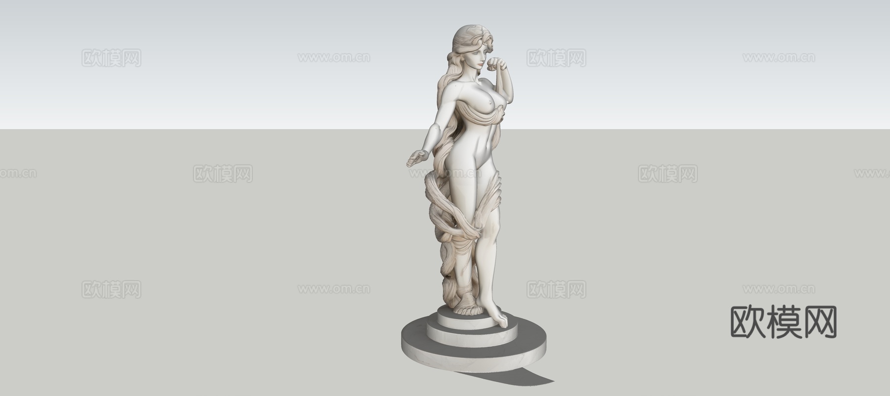 现代女人雕塑摆件su模型