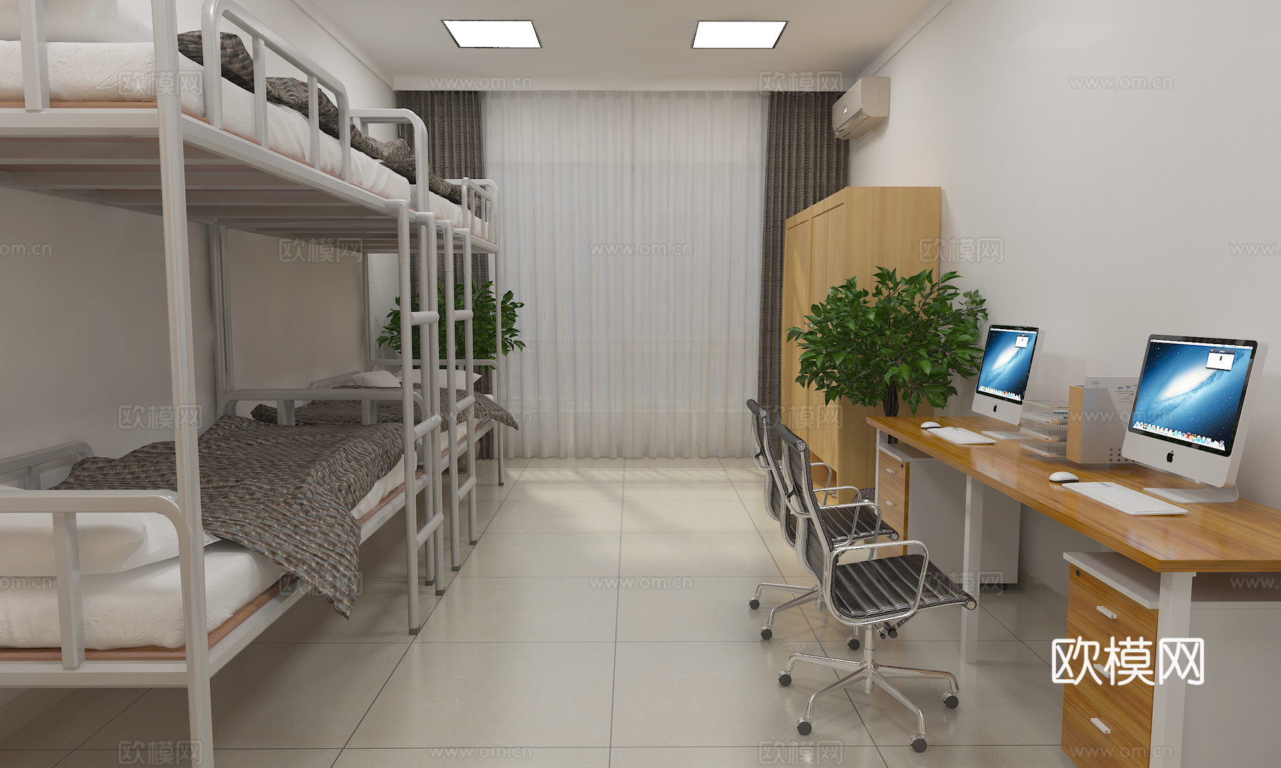 宿舍 员工宿舍 四人间 学生宿舍3d模型下载（渲染图3）