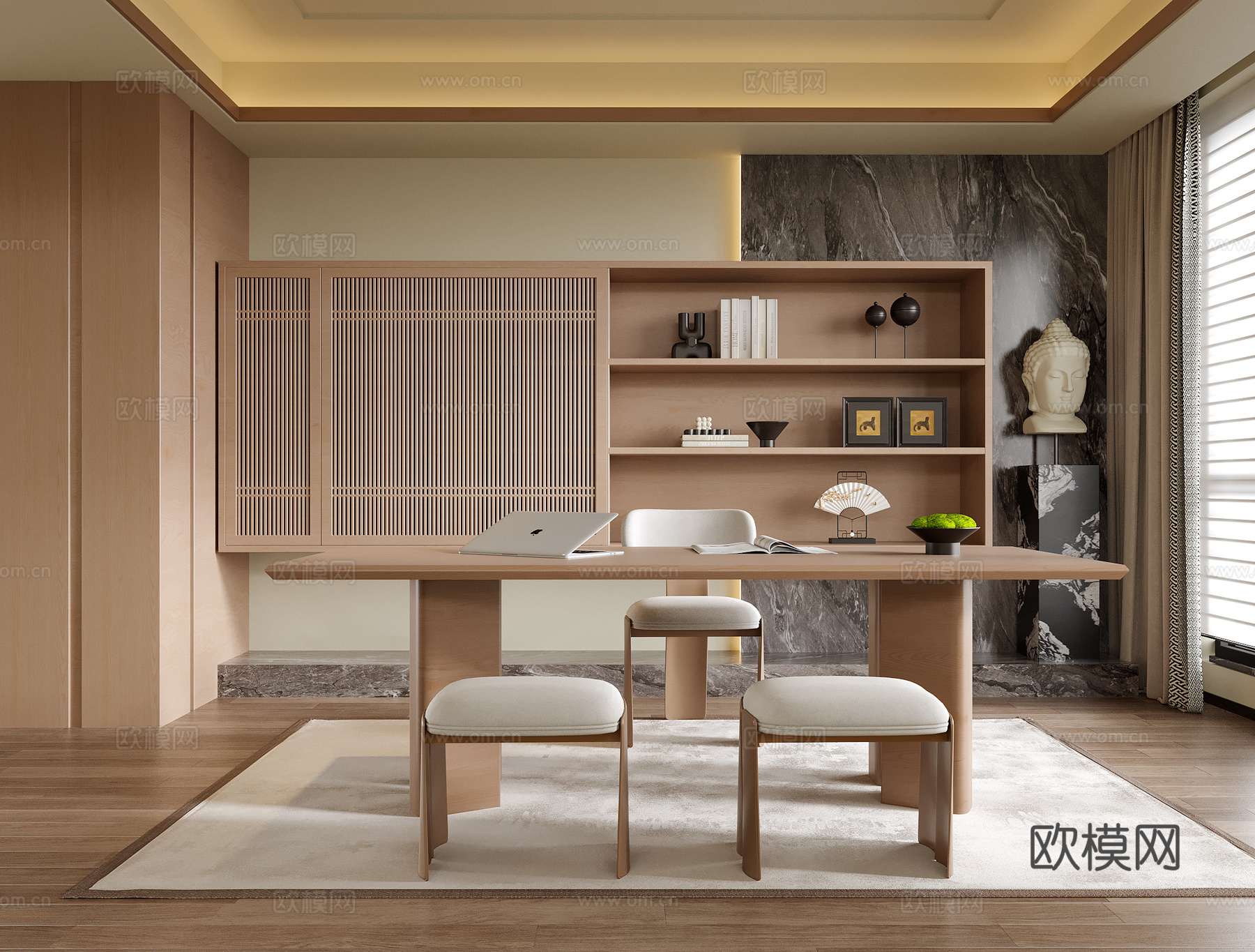 现代书房 书桌椅su模型
