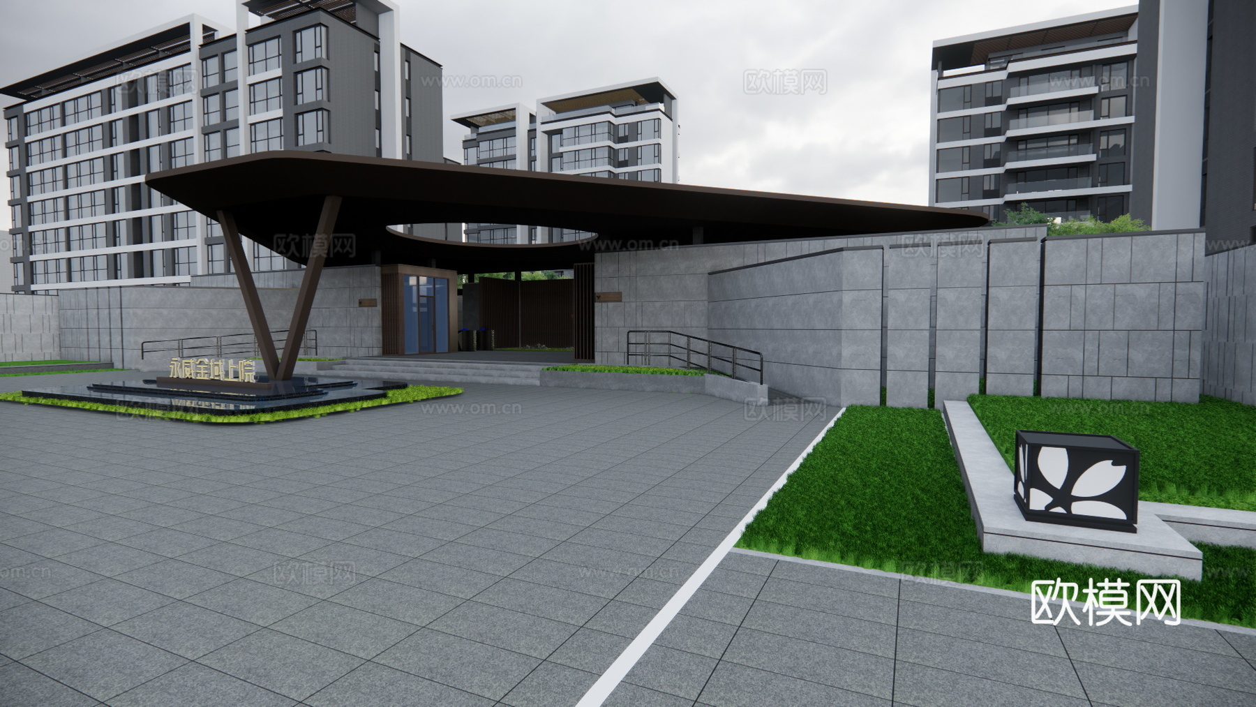 园林 售楼部 住宅 示范区 造景su模型
