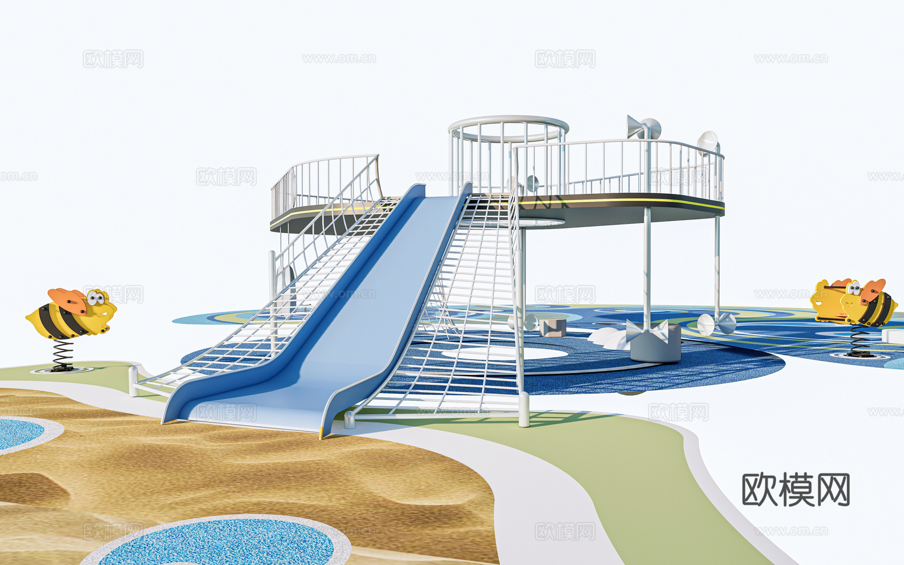 现代儿童游乐场 儿童游乐器材 儿童滑梯su模型