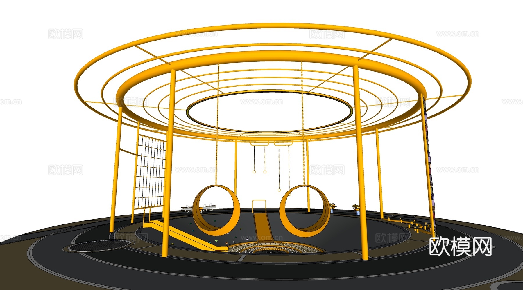 现代儿童游乐场 儿童健身器材 儿童游乐设施su模型