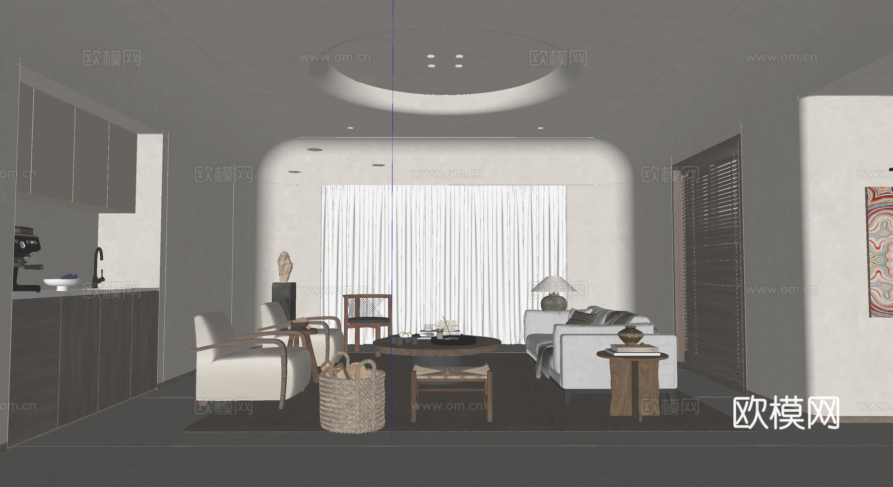 侘寂风客厅su模型