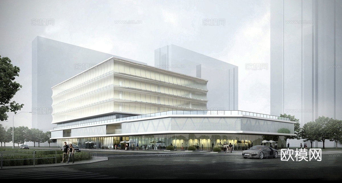 现代体育活动中心 文体中心 商场建筑su模型