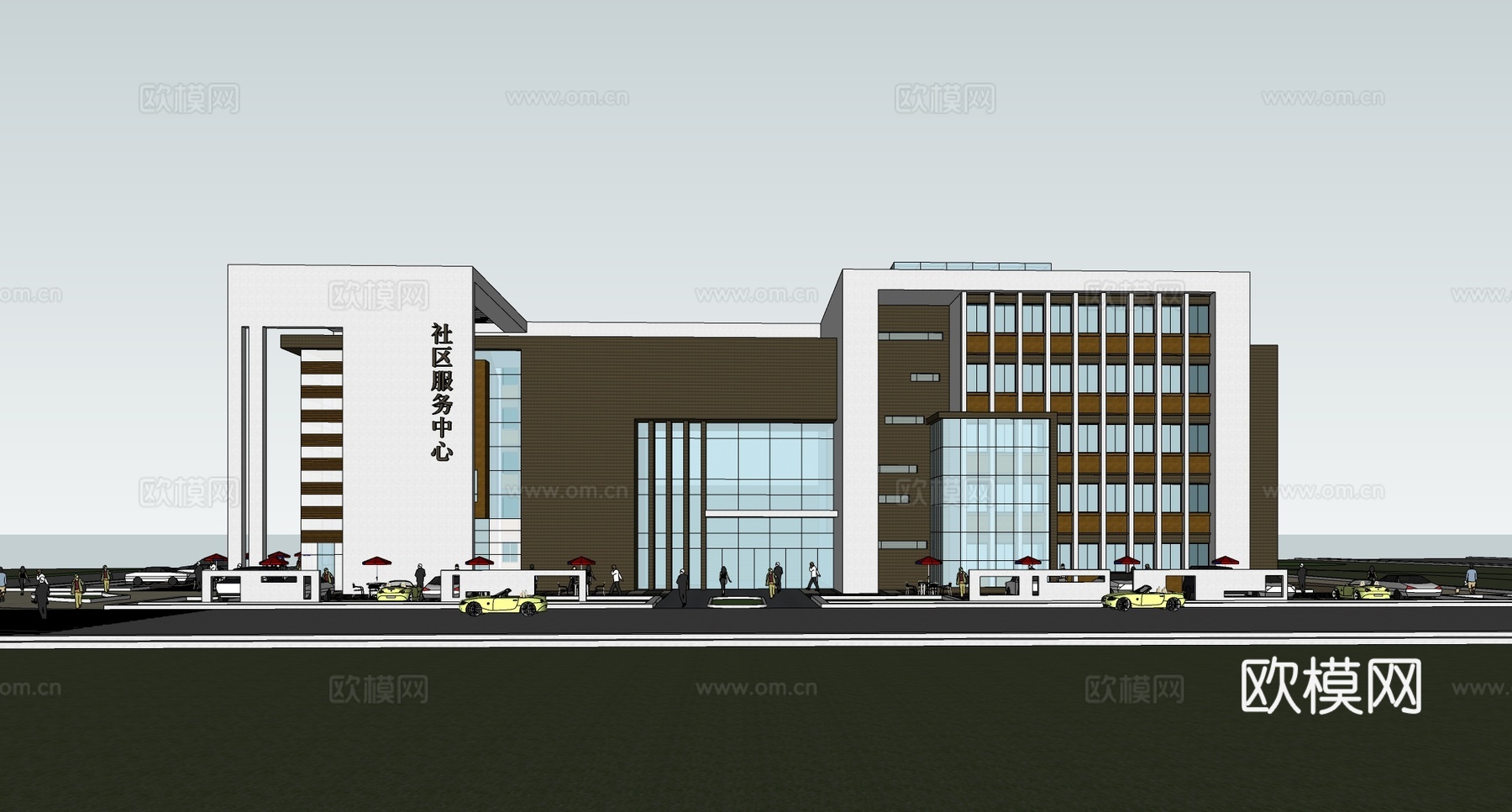现代社区活动中心建筑 社区服务中心建筑 文化中心su模型