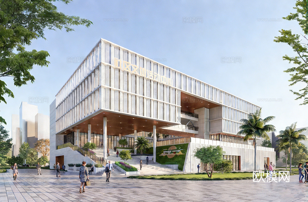 社区活动中心建筑 文化中心建筑 文化馆建筑su模型su模型