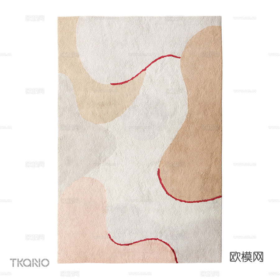 OM_米色棉质地毯，F系列设计师印花款3d模型下载