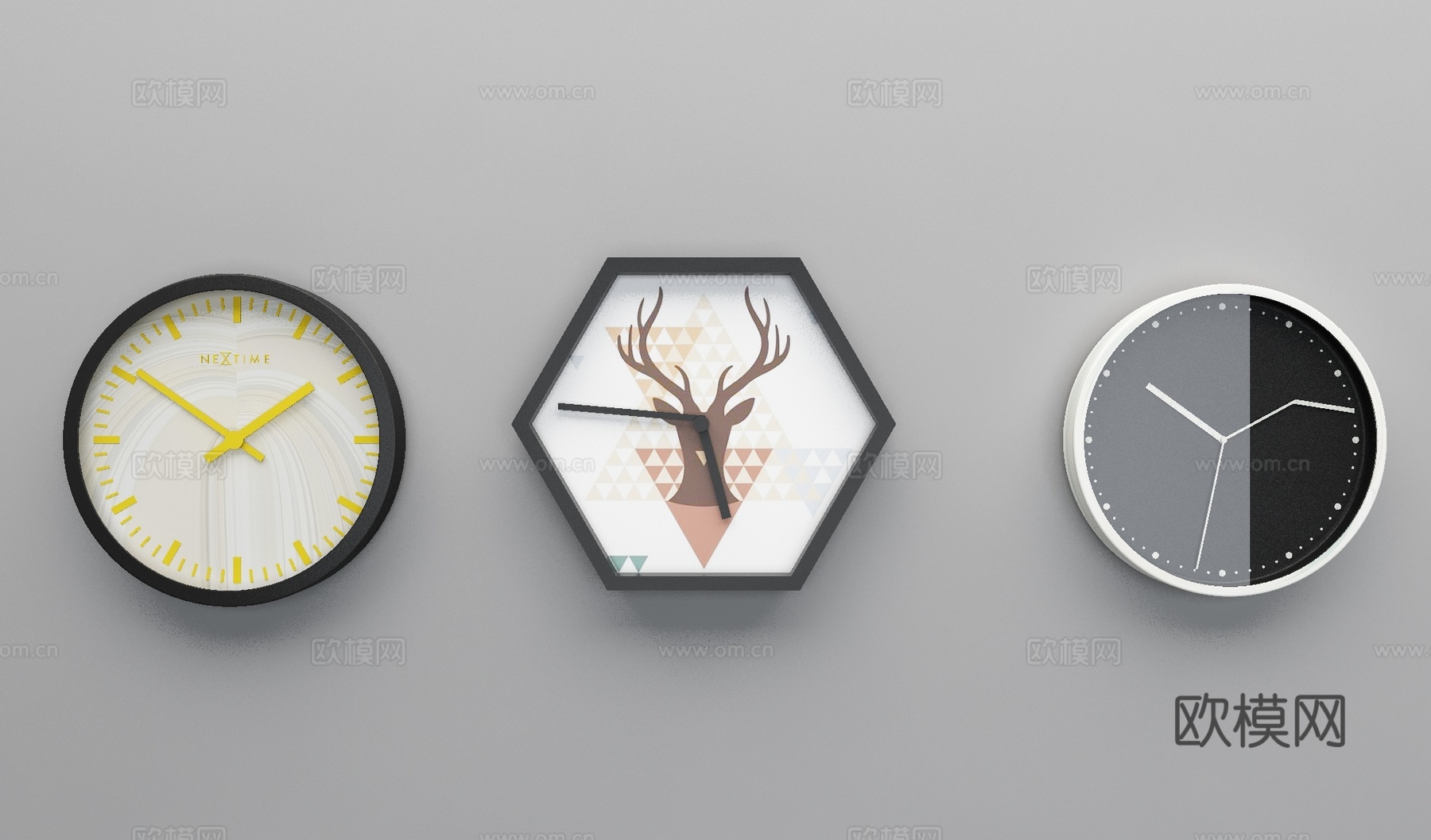 现代简约 挂钟3d模型下载（渲染图2）