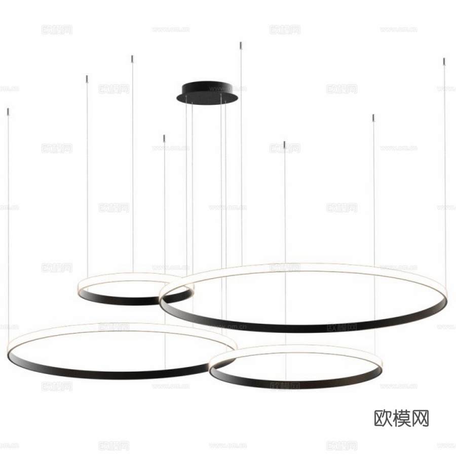 悬挂式LED吊灯Ring水平环形灯3d模型下载
