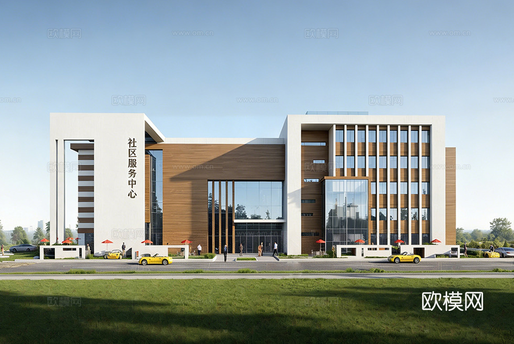现代社区活动中心建筑 社区服务中心建筑 文化中心su模型