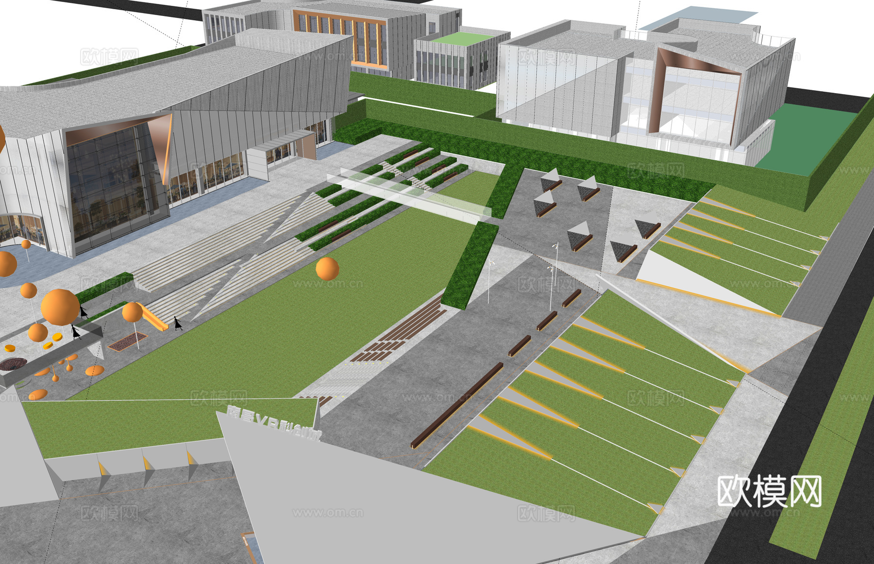 组团 园林 植物 示范区 造景su模型