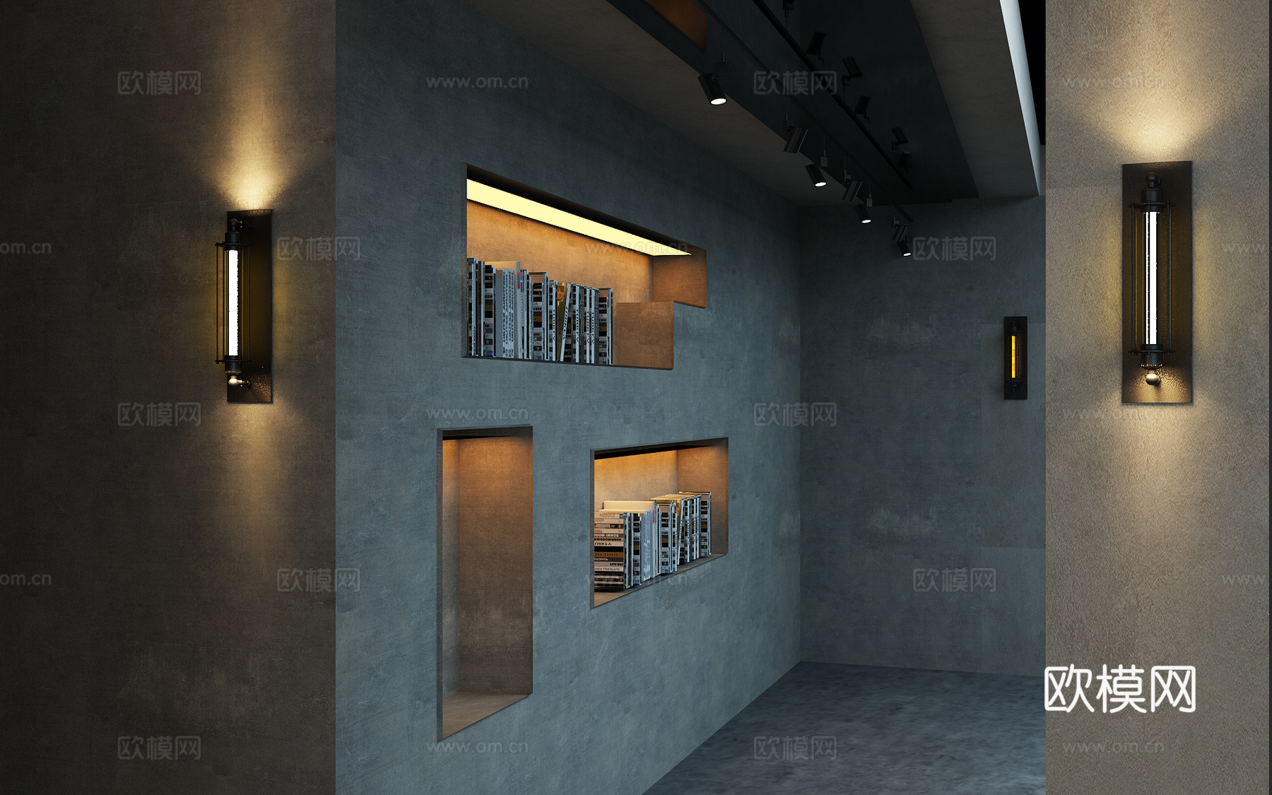 走道 过道 水泥 现代 简约 loft 通道3d模型下载（渲染图2）