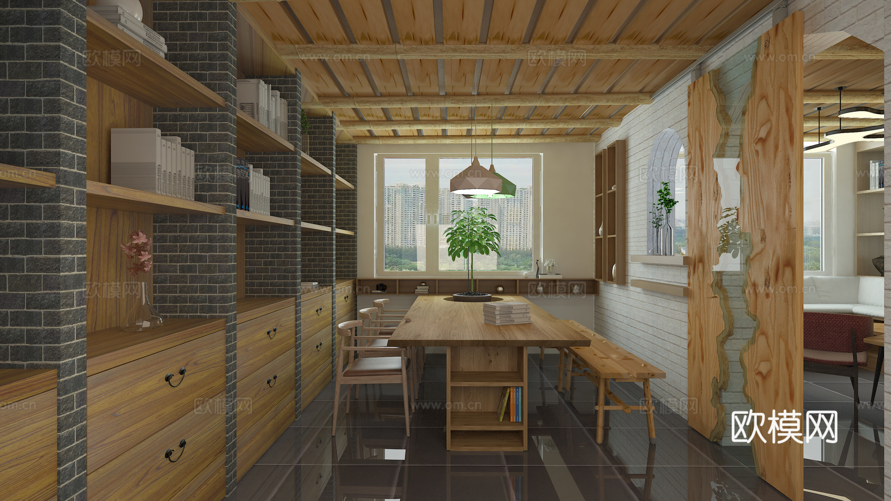 北欧风活动休息室3d模型下载（渲染图3）